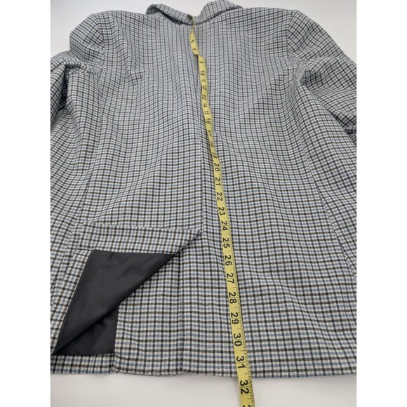 A New Day Oversized Blue Cream Brown Checkered Size Large Button Blazer Jacket - Picture 6 of 8